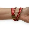 Pulseira Dupla de Couro Trançado Vermelho | Joia de Moda Tendência | Fecho Magnético