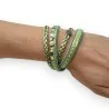 Doppeltes Armband aus geflochtenem Leder in Wassergrün