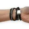 Bracelet cuir noir tressé avec strass | Bijou tendance femme | Mode Tendance