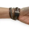 Pulsera de Cuero Marrón con Doble Vuelta y Strass | Joya de Fantasía a la Moda