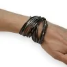 Double leather bracelet in shades of grey and black