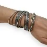 Pulsera doble de cuero gris envejecido con estrellas