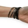 Bracciale Doppio Giro in Pelle Nera con Charm e Strass | Moda Trendy