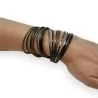 Bracelet Double Tour en Cuir Véritable Gris et Noir | Mode Tendance