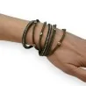Pulsera doble caqui con tachuelas y strass