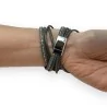 Bracciale Multifilo Grigio con Strass e Borchie | Design Trendy Moda Donna