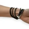 Pulseira Dupla Volta Preta com Strass e Tachas | Acessório de Moda Tendência