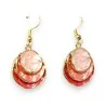 Parure Fantaisie Tendance | Collier & Boucles Cercles Relief Rose & Doré