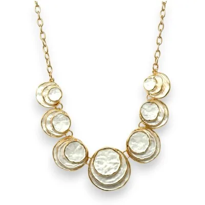 Juego de collar redondo en relieve blanco nacarado