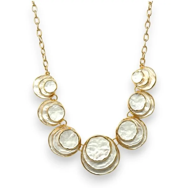 Pearl white embossed round necklace set