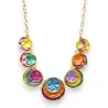 Juego de collar redondo en relieve multicolor