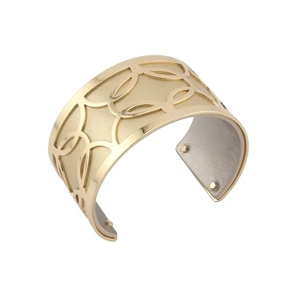 Breites Armreif-Armband mit goldenen Verzierungen aus goldenem und silbernem Kunstleder