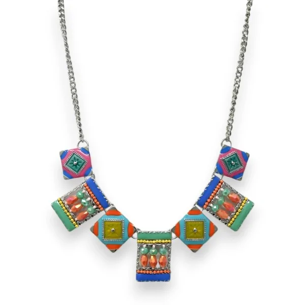 Parure fantaisie carré patchwork multicolore