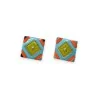 Parure Fantaisie Carrés Patchwork - Collier et Boucles d'Oreilles Multicolores