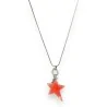 Colar Fantasia Estrela Coral - Pingente Longo Prateado Escovado | Moda Tendência