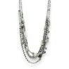 Parure collana fantasia argentata multi filo sfumatura grigia