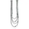 Collier fantaisie argenté multi-rangs avec tubes cristaux | Mode Tendance