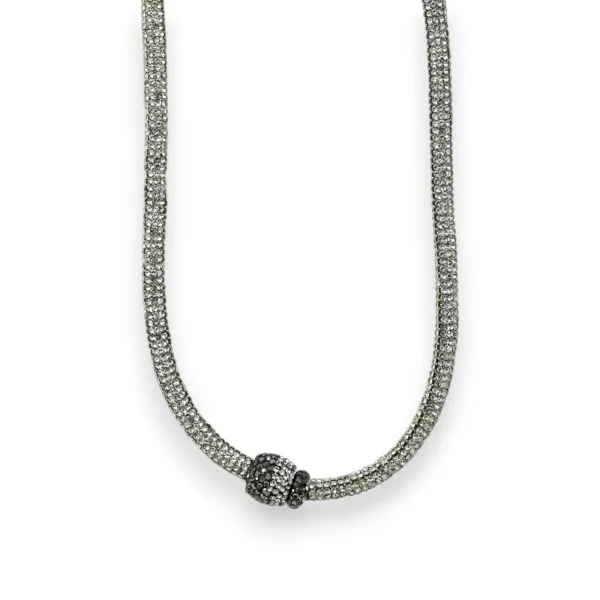 Silberne Choker-Halskette mit magnetischer Strassperle