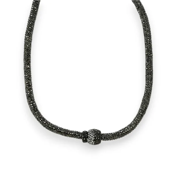 Graue Choker-Kette mit magnetischer Strassperle