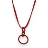 Collana lunga di bigiotteria con cerchi intrecciati rossi e strass