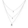 Silver-plated steel multi-strand necklace with moon and star