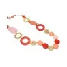 Collar Largo Vintage Rojo y Naranja | Collar Largo con Círculos de Resina | Moda Tendencia