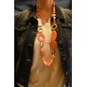 Sautoir Vintage Rouge & Orange | Collier Long Cercles Résine | Mode Tendance