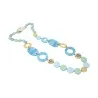 Sautoir Vintage Bleu Pastel | Collier Long Résine Style Rétro | Mode Tendance