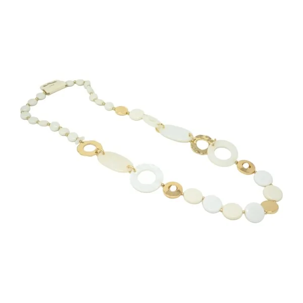 Collar largo vintage en tonos blancos