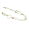 Collier Sautoir Vintage Blanc & Or | Bijou Fantaisie Élégant - Mode Tendance