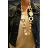 Collana Lunga Vintage Bianca e Oro | Gioiello Elegante di Bigiotteria - Moda Trendy