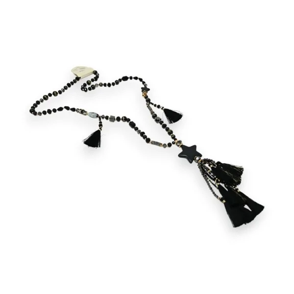 Collar largo negro con estrella fugaz