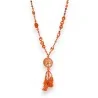 Collana Lunga Arancione Albero della Vita: Collana Boho con Nappine | Moda Trendy