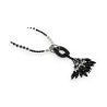 Schwarze lange Halskette mit Harz-Medaillon | Eleganter Modeschmuck mit Anhängern im Trend