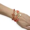 Orange & Gold Beaded Bracelet | Set of 3 Elastic Fashion Bracelets