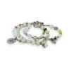 Conjunto de 3 pulseiras com pérolas brancas e pequenos toques coloridos
