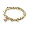 Set 7 Bracelets Joncs Dorés avec Quartz Rose | Bijoux Mode Tendance