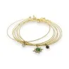 Pulsera rígida de acero dorado 7 pulseras de piedra Pin Africano