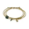 Bracelete rígido em aço dourado 7 pulseiras com pedra quadrada Pin Africano