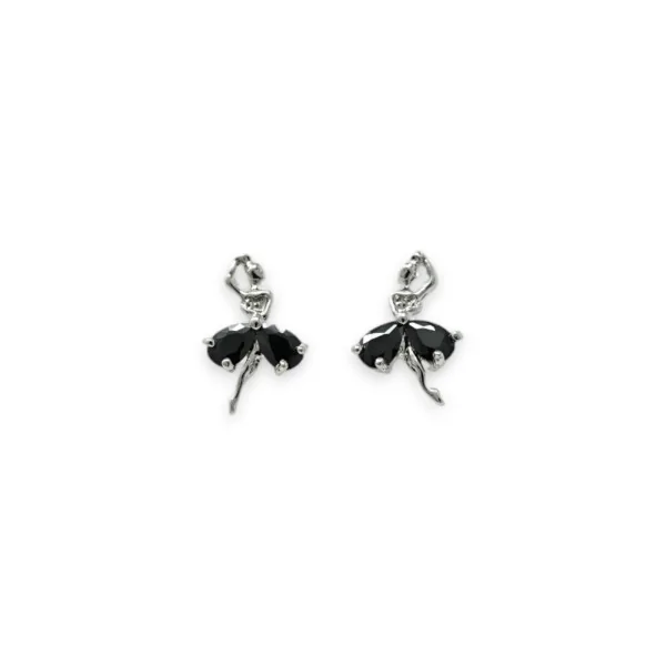 Orecchini fantasia piccola ballerina con pietre di zirconio nero
