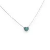 Collar de acero plateado con pequeño corazón de piedra turquesa