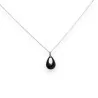 Collier Goutte Céramique Noire | Bijou Acier Argenté Élégant avec Strass