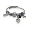 Bracciale rigido con charm argentato e lilla con chiave di violino