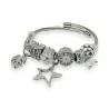 Starres Charm-Armband in Silber und Weiß mit Strass-Stern
