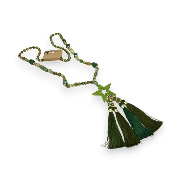 Collana lunga con stella sfumature verdi kaki
