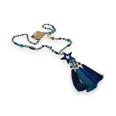 Long star necklace in blue shades