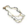 Multi-strand long statement necklace in gold and grey