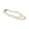 Collar largo de fantasía multicapa dorado y beige