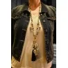 Collana Lunga Boho con Medaglione Dorato e Ciondoli | Moda Trendy