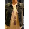 Collana Lunga Fantasia Lilla con Medaglione e Nappine | Moda Trendy